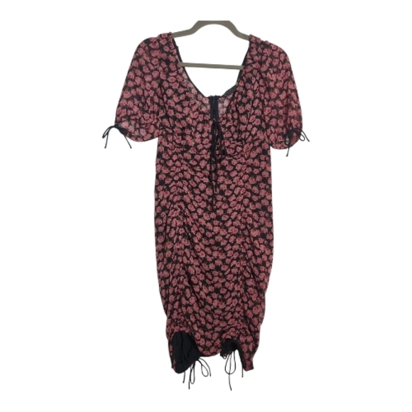 Dress Forum Dresses & Skirts - Dress Forum Medium Fitted Floral Midi Milkmaid Dress  Whimsigoth Dark Coquette